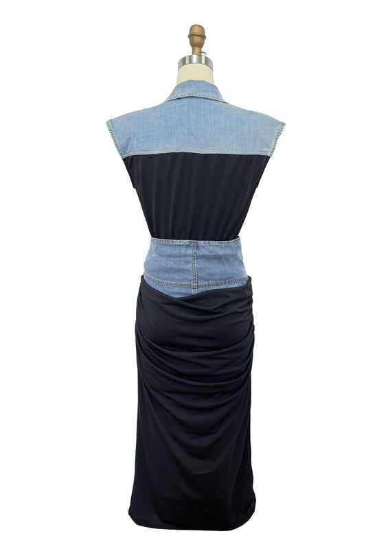 Denim Contrast Maxi Set