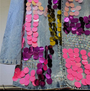 Artistic Sequin Denim Blazer