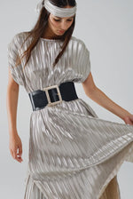 Load image into Gallery viewer, Silver Pleated Dress
