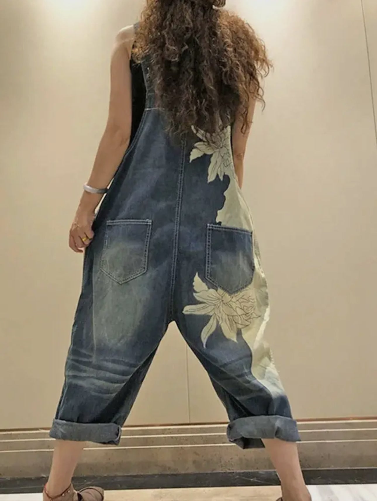 Luxury Denim Bleached Overall Jumpsuit