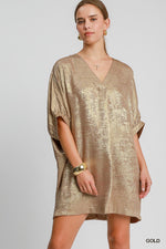 Load image into Gallery viewer, Metallic Foil Oversized Dress
