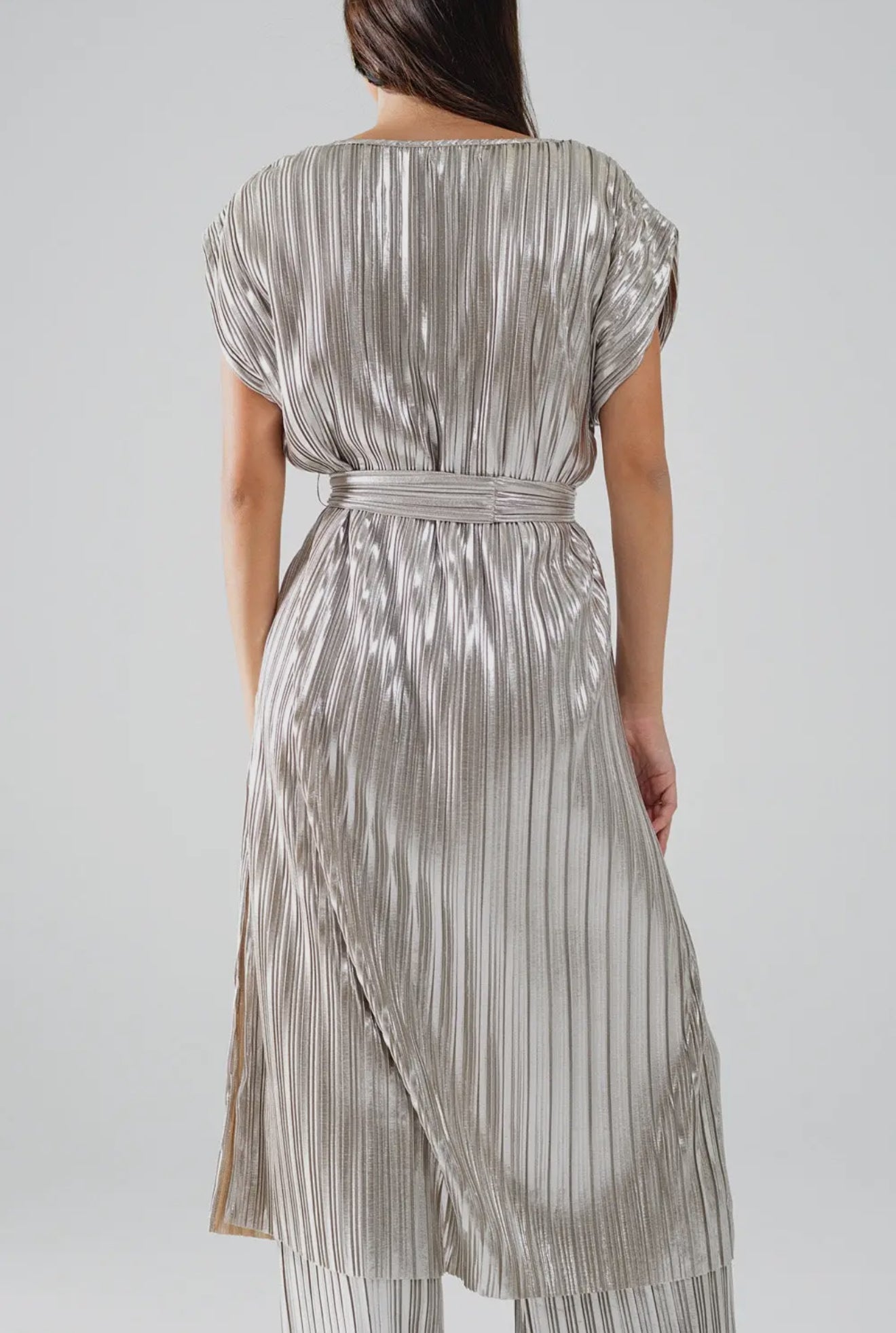 Silver Pleated Dress