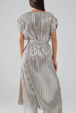 Load image into Gallery viewer, Silver Pleated Dress
