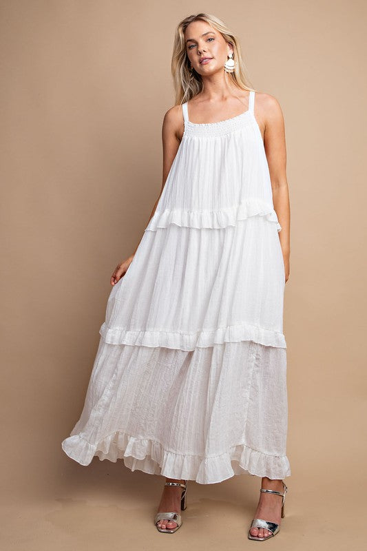 Tie Back Ruffle Maxi Dress