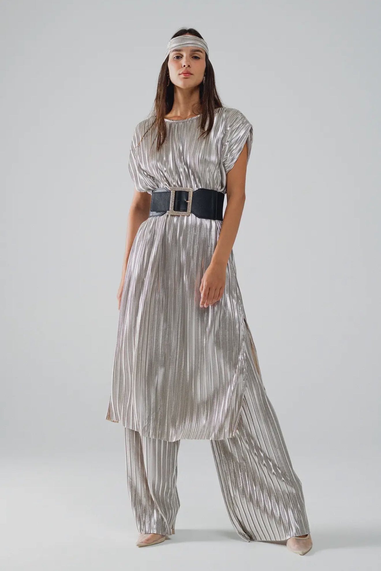 Silver Pleated Dress