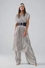 Load image into Gallery viewer, Silver Pleated Dress
