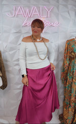 Load image into Gallery viewer, Magenta Satin Skirt
