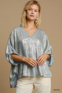 Oversized Metallic Top