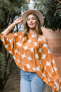 Geometric Dot Wide Neckline Top