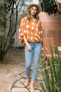 Geometric Dot Wide Neckline Top