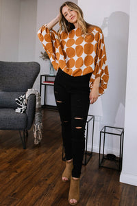 Geometric Dot Wide Neckline Top