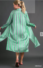 Load image into Gallery viewer, Stripped Button Down Midi Shirt Dress/Tunic
