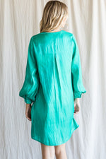 Load image into Gallery viewer, Glossy Green VNeck Dress
