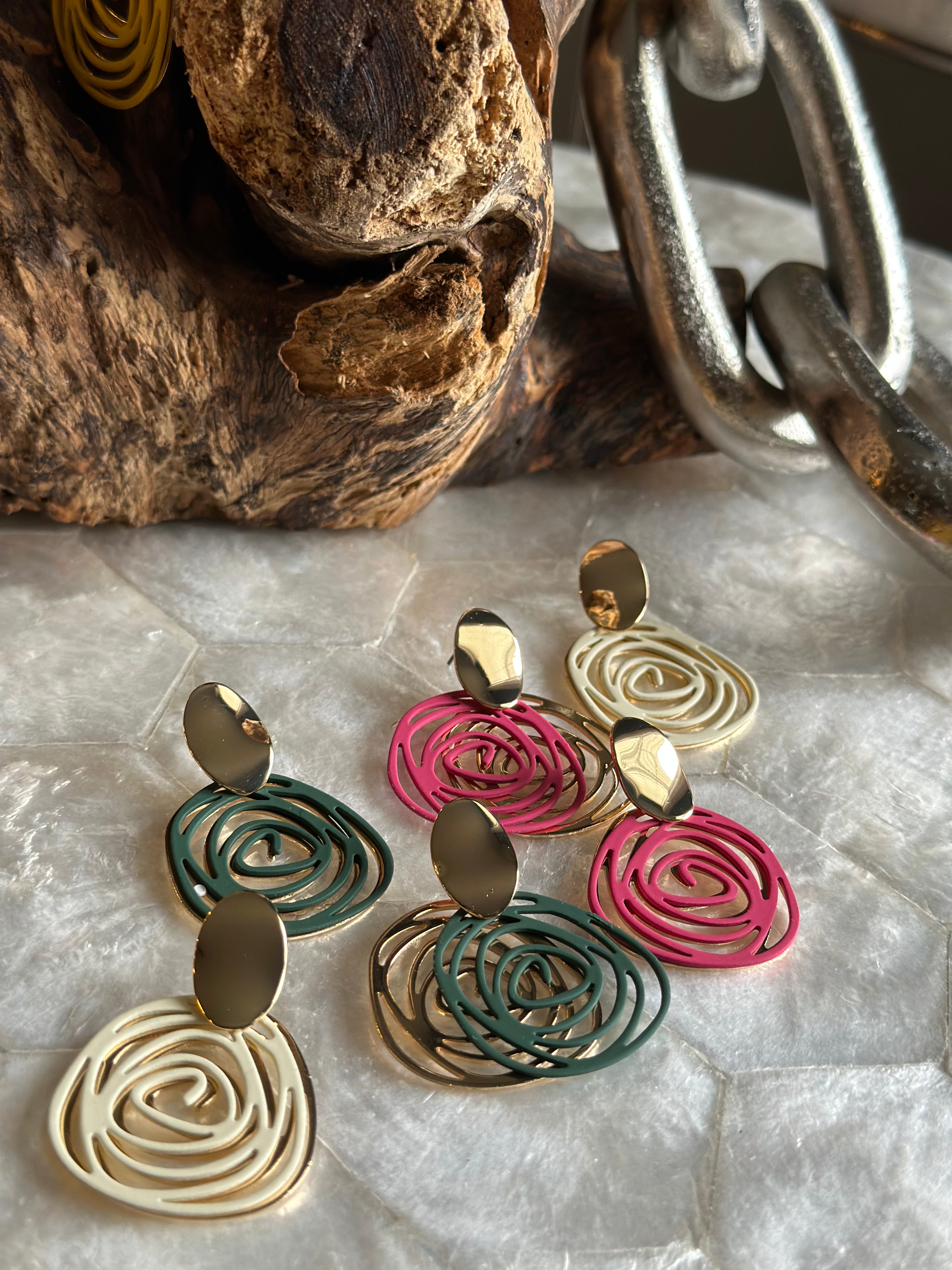 Swirl Round Drop Earrings