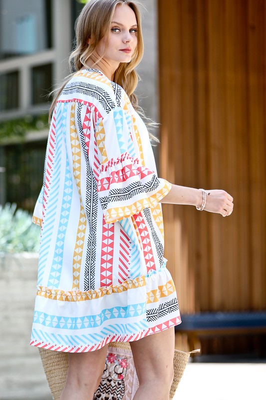 Front Tie Bell Sleeve Cardigan