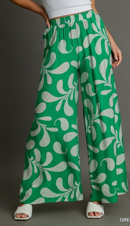 Two Tone Print Palazzo Wide Leg