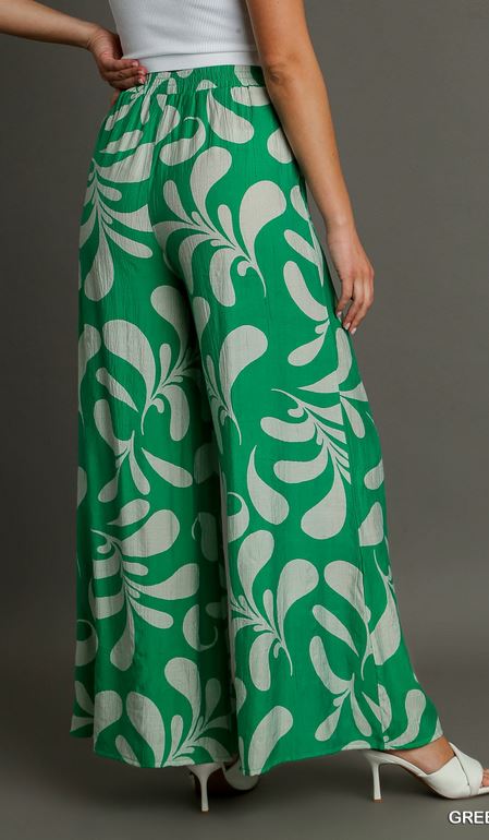 Two Tone Print Palazzo Wide Leg