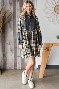 Plaid Contrast Denim Dress