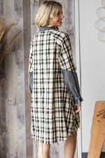 Load image into Gallery viewer, Plaid Contrast Denim Dress
