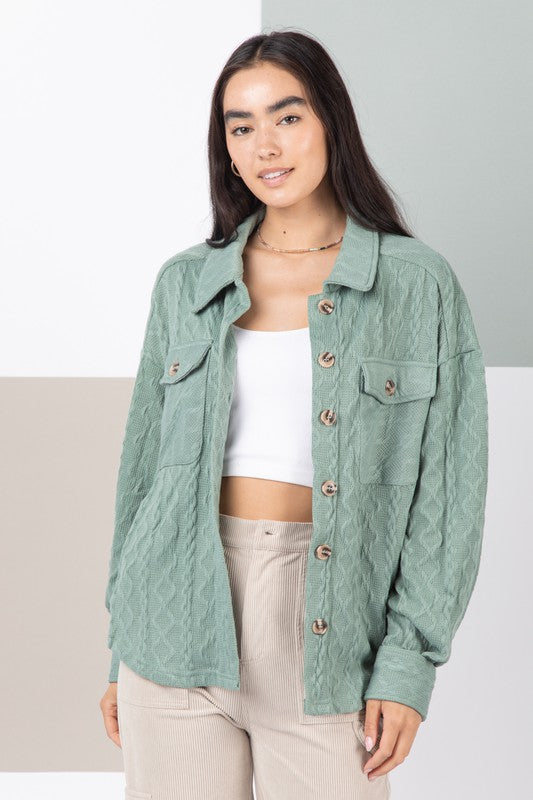 Knit Casual Shacket-Jacket