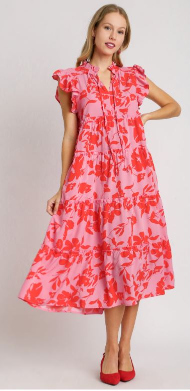 Floral Print Tiered Maxi Dress