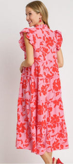 Load image into Gallery viewer, Floral Print Tiered Maxi Dress
