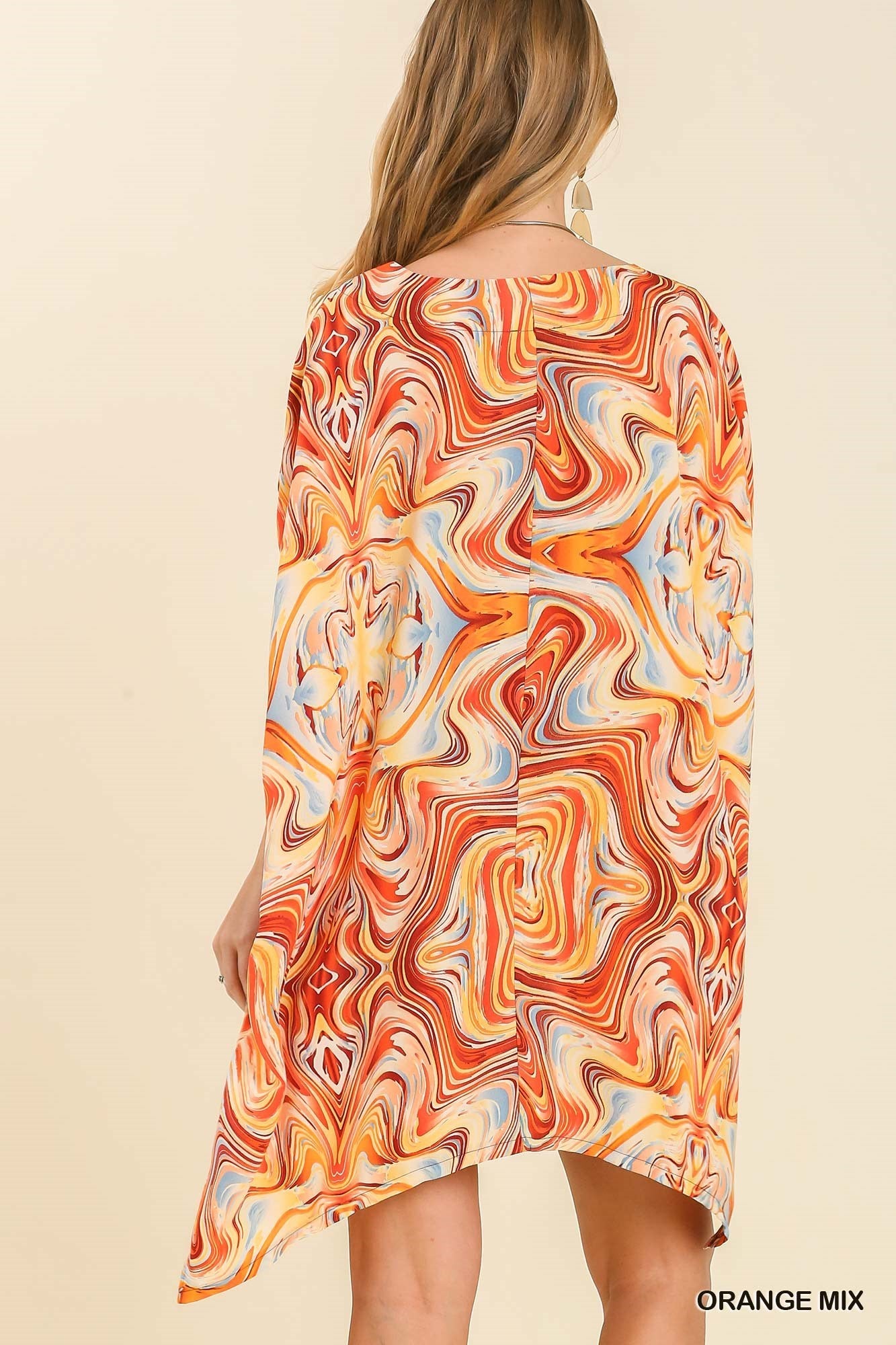 Abstract Swirl Print Satin Tunic