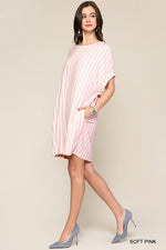 Load image into Gallery viewer, Stripe Cuffed Short Sleeves Dress
