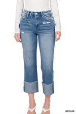 Load image into Gallery viewer, Rigid High Raw Edge Cuffed Jeans_updated
