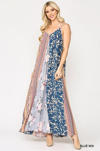 Mixed Print Maxi Dress