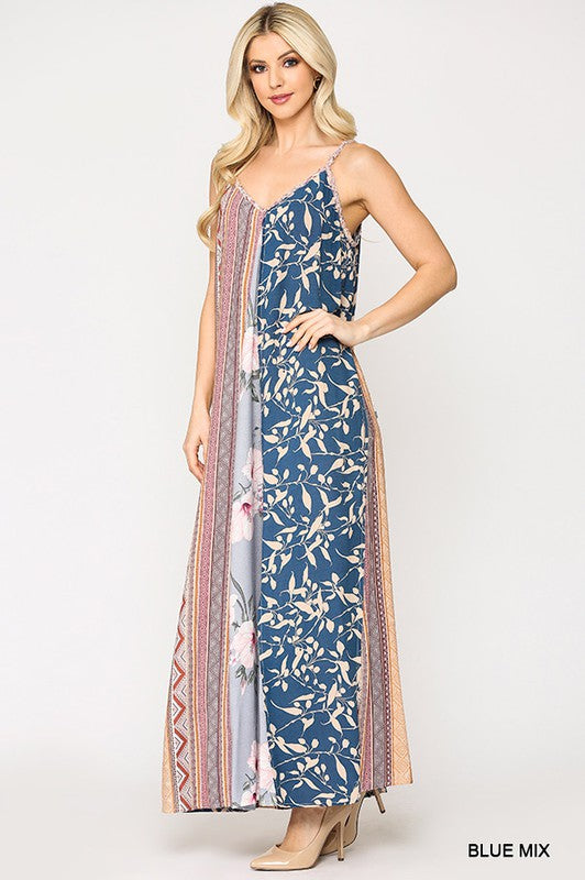 Mixed Print Maxi Dress