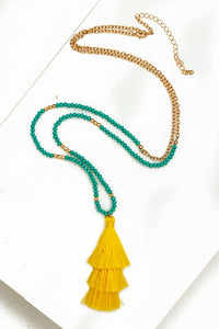 Beaded Necklace with Tassel