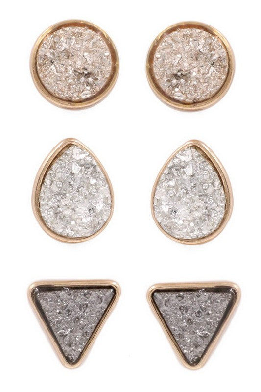 Druzy stone Earring set
