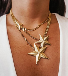 TOVA Brazil 3 Star Gold Necklace