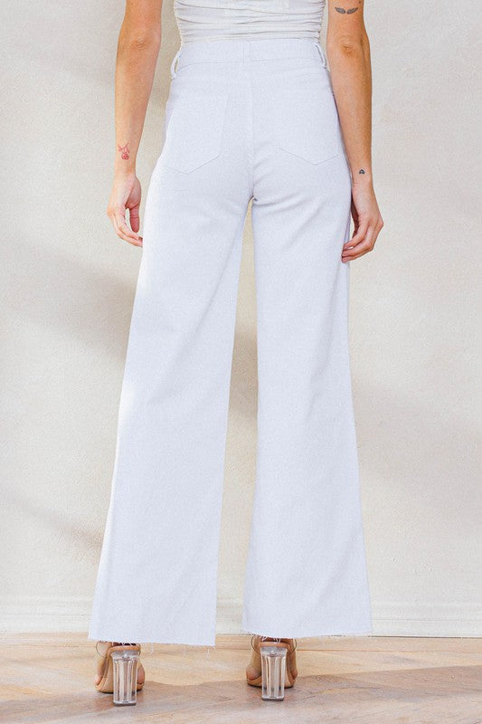 High Waisted Wide Leg White Jean