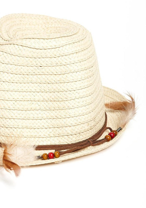 Feather Straw Hat