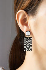 Load image into Gallery viewer, Black and White Rectangular Shape Earrings
