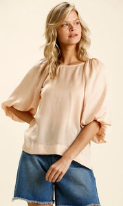 Satin Half Balloon Sleeve Top