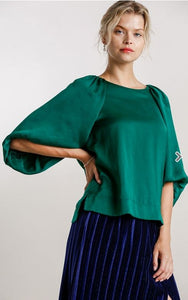 Satin Half Balloon Sleeve Top