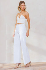 Load image into Gallery viewer, High Waisted Wide Leg White Jean
