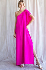 Load image into Gallery viewer, One-Shoulder Neckline Maxi Dress
