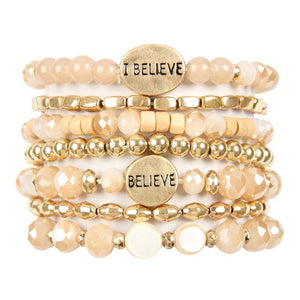 I Believe Charm Mix Beads Bracelets