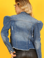 Load image into Gallery viewer, Solid Cropped Denim Jacket
