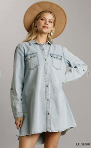 Button Down Non-Stretch Denim Dress