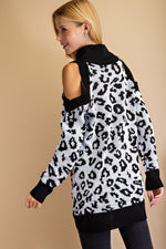 Load image into Gallery viewer, Animal Print Cold Shoulder Sweater
