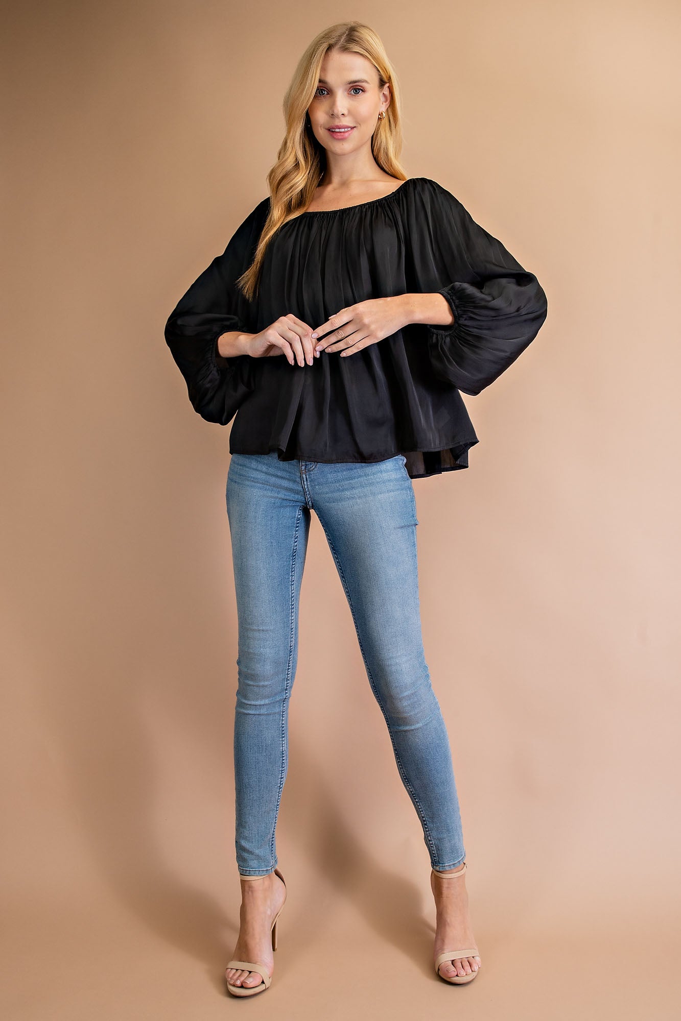 Peasant Sleeve Ruffled Top