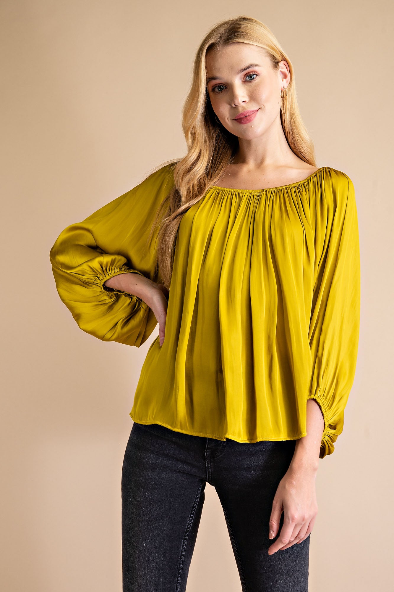 Peasant Sleeve Ruffled Top