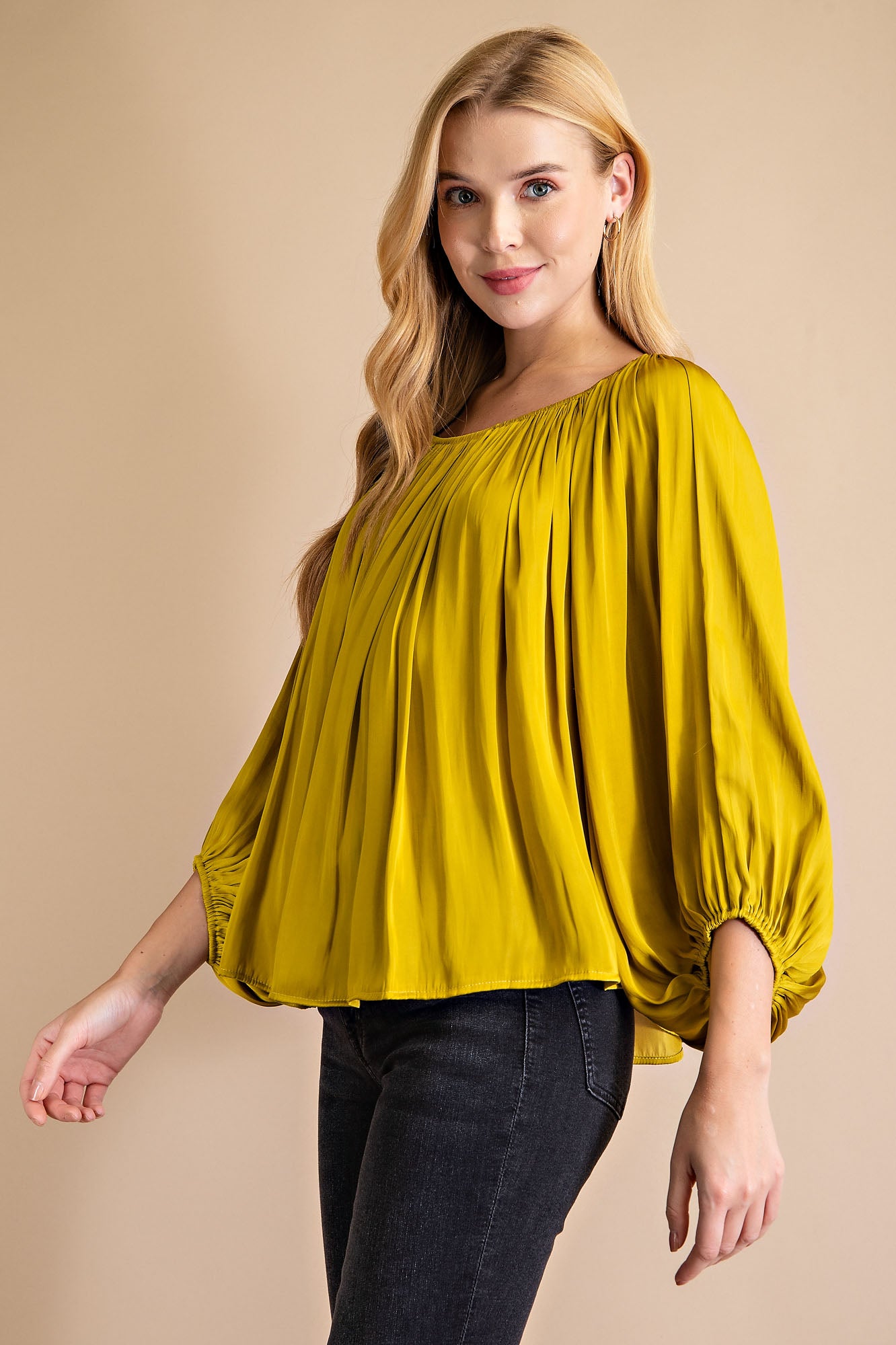 Peasant Sleeve Ruffled Top