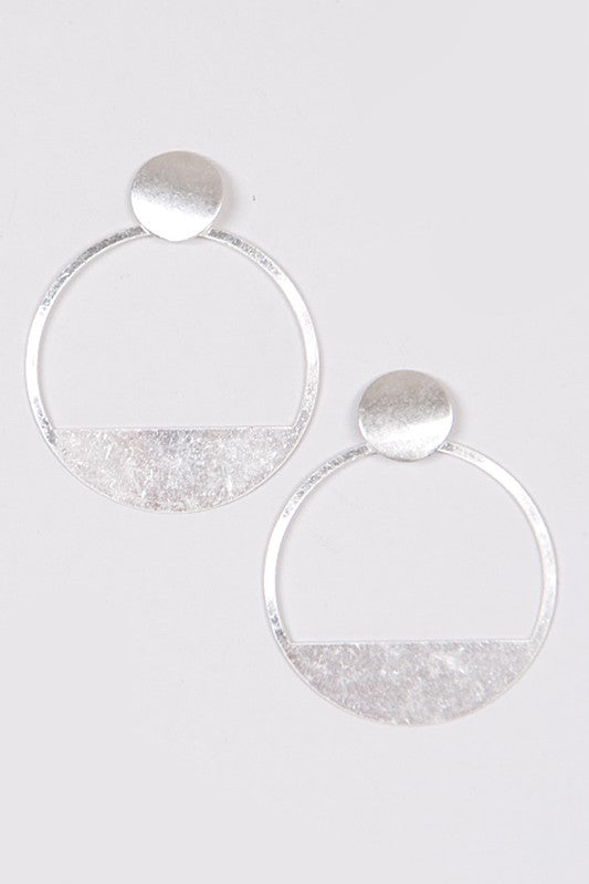 Metal Flat Round Earrings