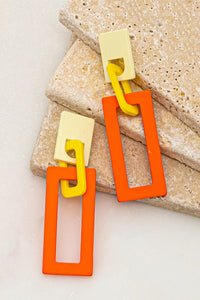 Pastel Linked Rectangle Hoop Earrings